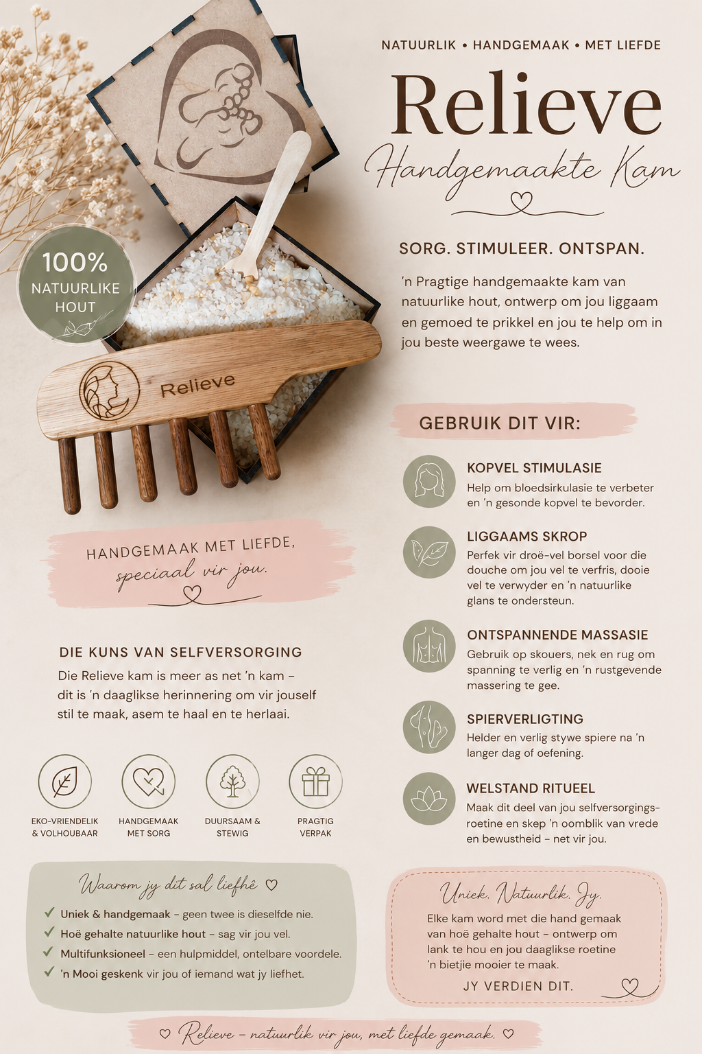 Relieve Handgemaakte kam